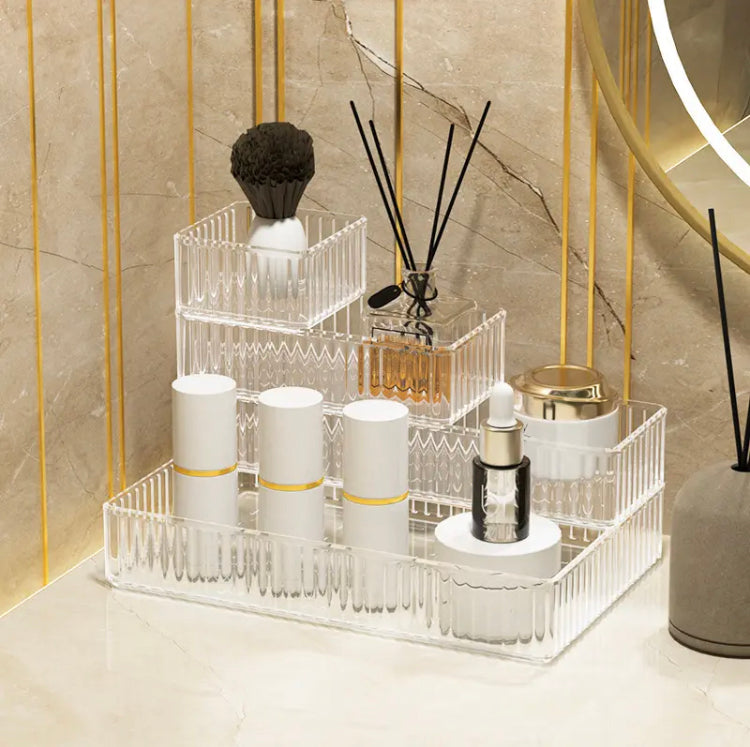 4pcs Acrylic Desk Drawer Organizers Set, Bathroom Storage Makeup Organizer, Transparent Storage Box 4pcs Acrylic Desk Drawer Organizers Set, Bathroom Storage Makeup Organizer, Transparent Storage Box